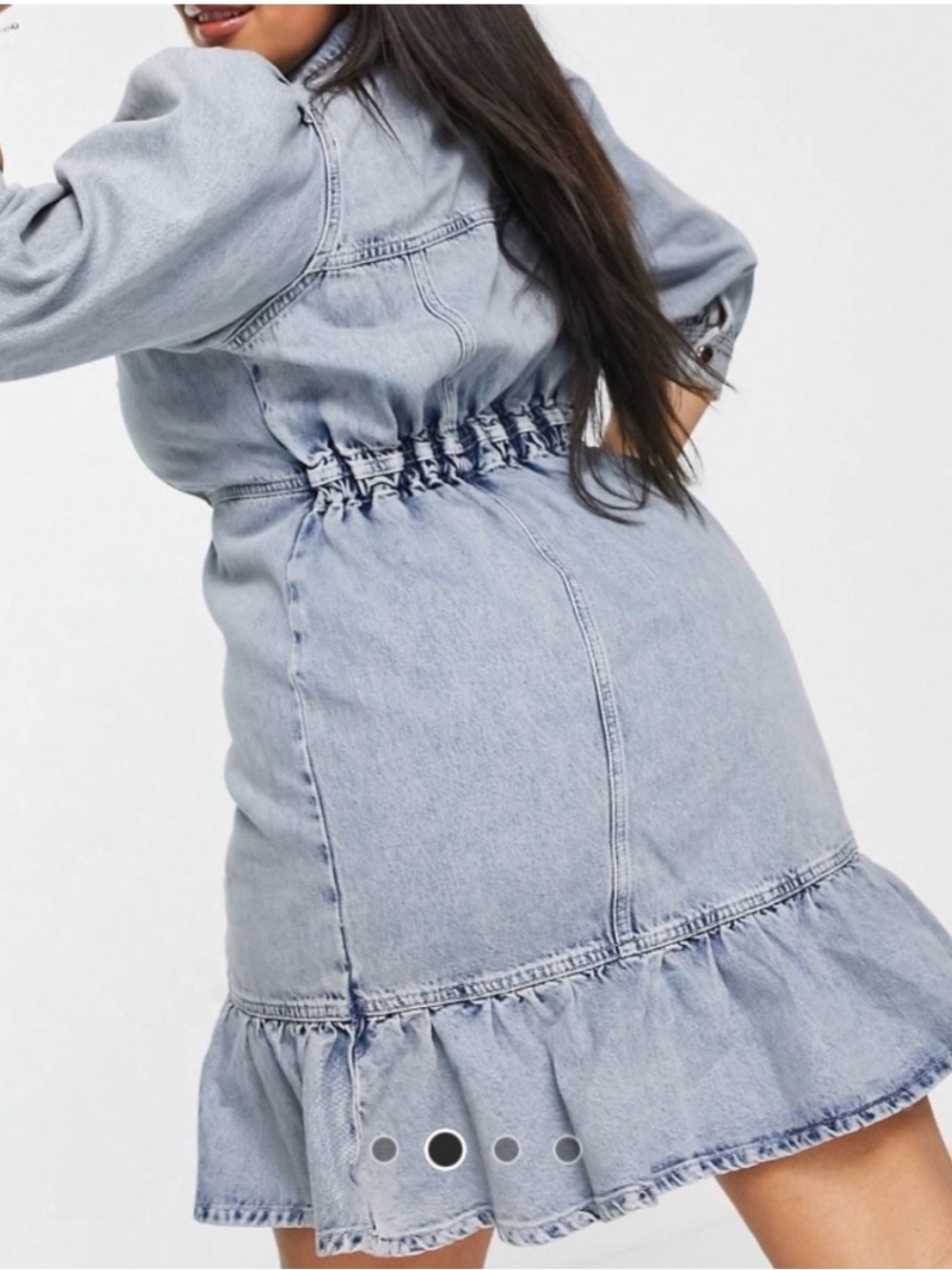 ASOS Light Blue Denim Button-Front Dress with Ruffle Hem - Picture 7 of 8